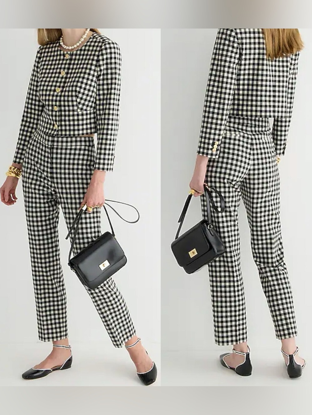 J Crew Kate Straight-leg Pant in Gingham Italian Wool Blend Size 6